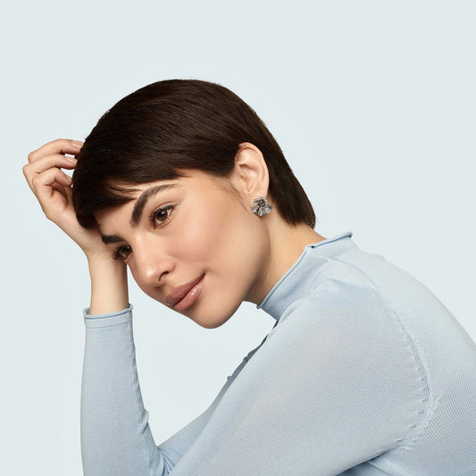 Platinum Diamond Swirl Fan Earrings